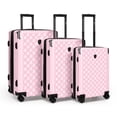 thumbnail image 1 of New York Xpress 3-Piece Hardside Luggage Set, Lightweight Expandable Spinner Suitcase with TSA Lock, 20"/24"/28", Pink - WD576, 1 of 8