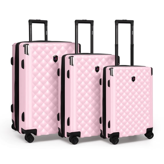 New York Xpress 3-Piece Hardside Luggage Set, Lightweight Expandable Spinner Suitcase with TSA Lock, 20"/24"/28", Pink - WD576