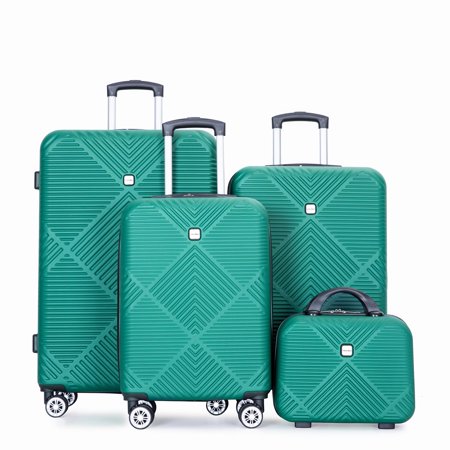 Hardshell Luggage Sets of 4, Expandable 25% Storage Space Travel Luggage, 14/20/24/28 Inch 4 Pcs Suitcase Set with Aircraft Wheels and TSA Lock, ABS + PC Lightweight Hardside Suitcases - Dark Green