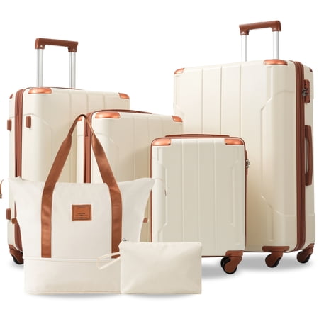 Hardshell Luggage Sets 6 Piece Suitcase Set, Expandable Lightweight Suitcases with Wheels, TSA Lock