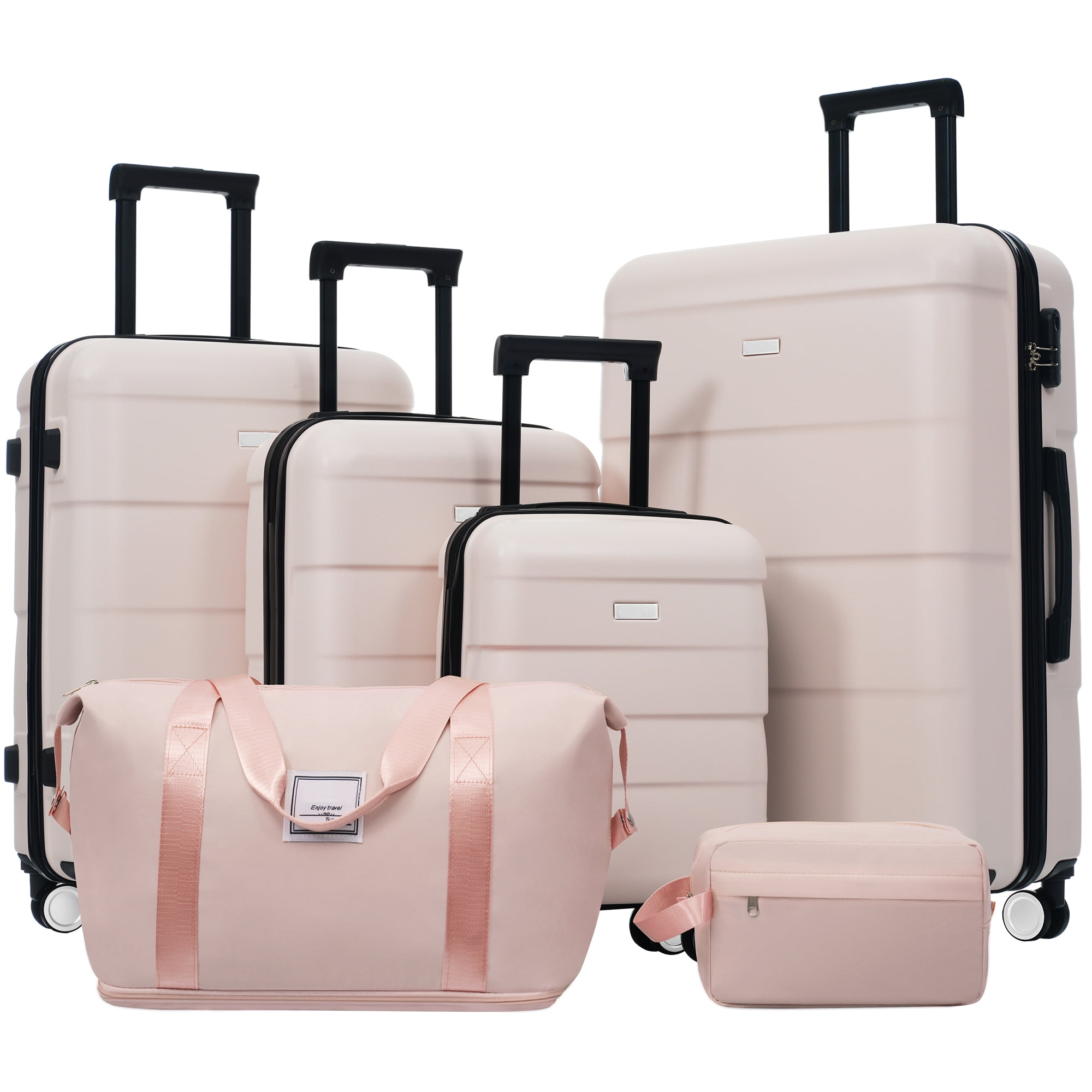 Hardshell Luggage Sets 6 Piece with 2 Bags,Carry on Suitcase with Handle Password Lock Double Spinner Wheels, Lightweight 16"+20"+24"+28" Luggages