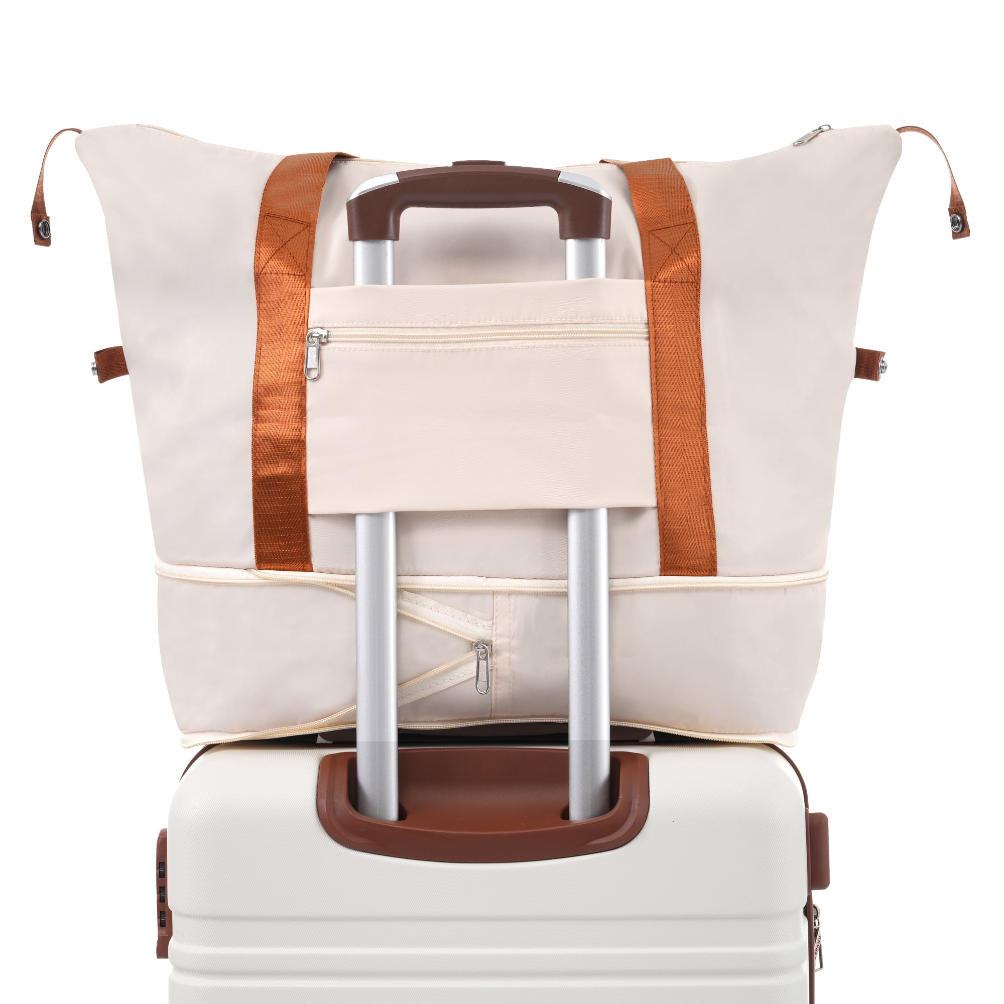 Hardshell Luggage Sets with Bags Lightweight Suitcase Double Spinner Wheels with Tsa Lock,Single Vintage Luggage 24 In,White,White Abs Travel Luggage Hard Case