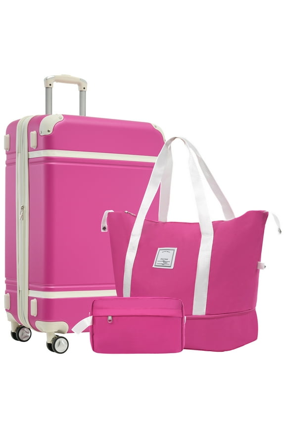 Hardshell Luggage Sets with Bags Lightweight Suitcase Double Spinner Wheels with Tsa Lock,Single Vintage Luggage 28 In,Pink,Pink Abs Travel Luggage Hard Case