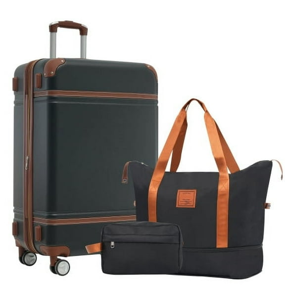 Hardshell Luggage Sets with Bags Lightweight Suitcase Double Spinner Wheels with TSA Lock ,Single Vintage Luggage 28 IN