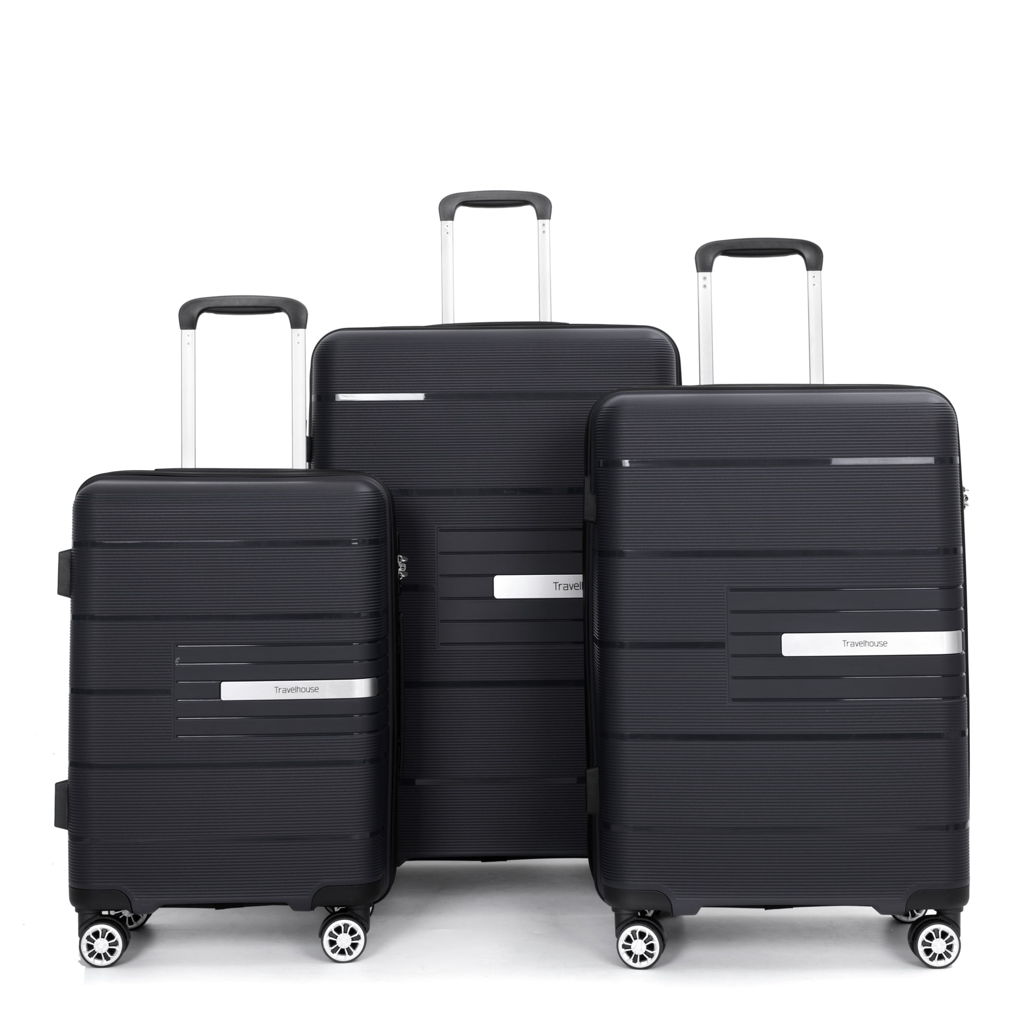 Hardshell Suitcase Double Spinner Wheels PP Luggage Sets Lightweight Durable Suitcase