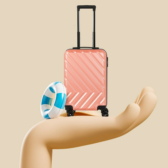 20" Unisex Hardside Carry-On Spinner Luggage, Rosegold