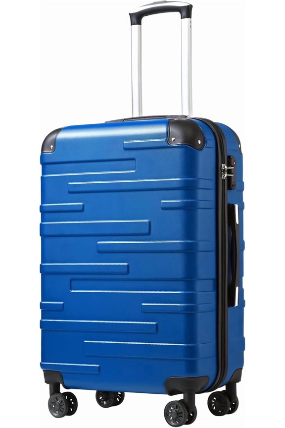 Hardside Checked Luggage with TSA Lock, Spinner Wheels, Telescopic Handle, Lightweight Suitcase (Blue, M(24in))
