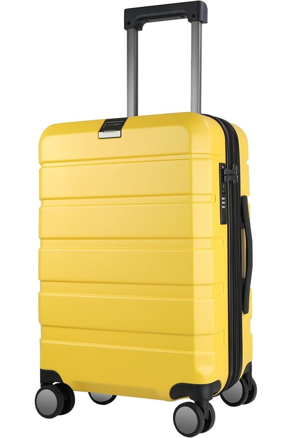 Hardside Expandable Carry  Luggage with Spinner Wheels & Built-in TSA Lock, Durable Suitcase Rolling Luggage with USB Port, Carry- 20-Inch Yellow