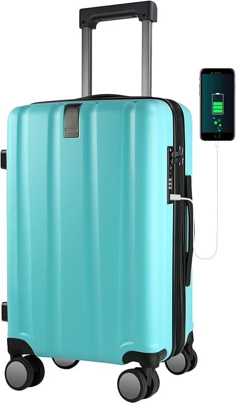Hardside Expandable Carry On Luggage with Spinner Wheels & Built-in TSA Lock, Durable Suitcase Rolling Luggage with USB Port, Carry-On 20-Inch