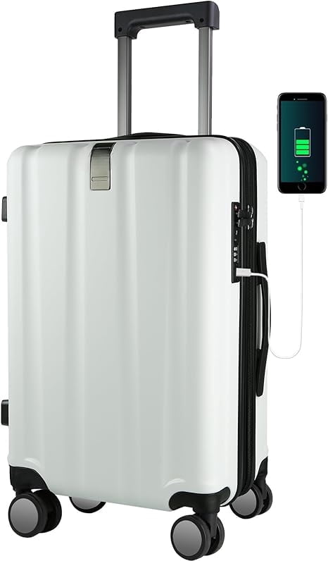 Hardside Expandable Carry On Luggage with Spinner Wheels & Built-in TSA Lock, Durable Suitcase Rolling Luggage with USB Port, Carry-On 20-Inch