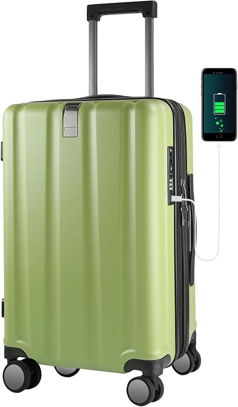 Hardside Expandable Carry On Luggage with Spinner Wheels & Built-in TSA Lock, Durable Suitcase Rolling Luggage with USB Port, Carry-On 20-Inch