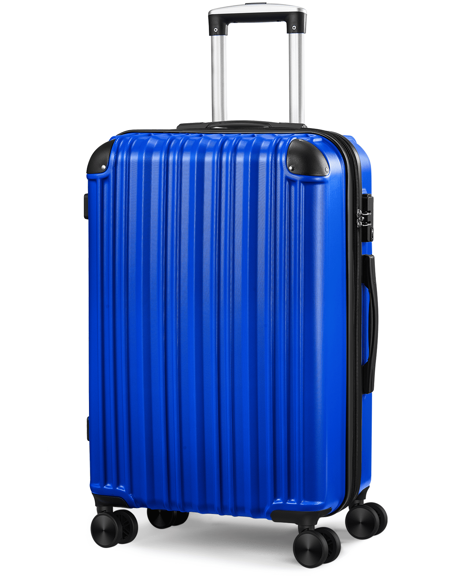 Hardside Expandable Spinner Luggage, 24" Checked Suitcase, Bright Blue