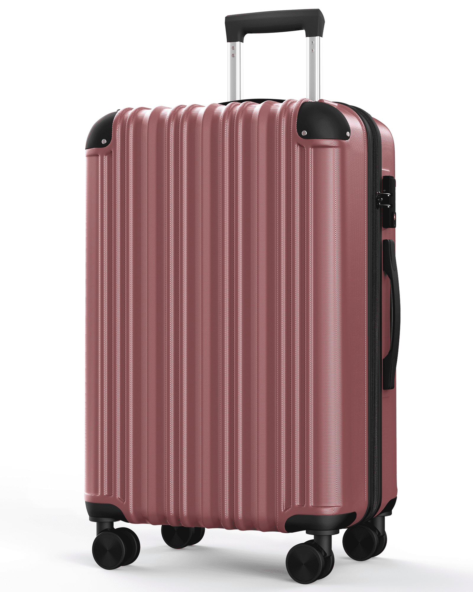 Hardside Expandable Spinner Luggage, 24" Checked Suitcase, Rose Gold