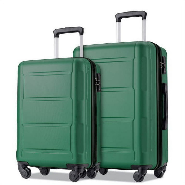 Hardside Luggage 2 Piece Set with Double Spinner Wheels TSA Lock 20 Inch and 24 Inch Checked Luggage Green Walmart