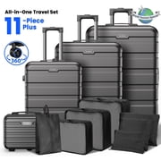 Hardside Luggage 11 Pcs Set, Hardshell Suitcases with Spinner Wheels & Lock, 14 Travel Case, 20 Carry-On Luggage, 24 Checked Luggage, 28 Checked Luggage, Black