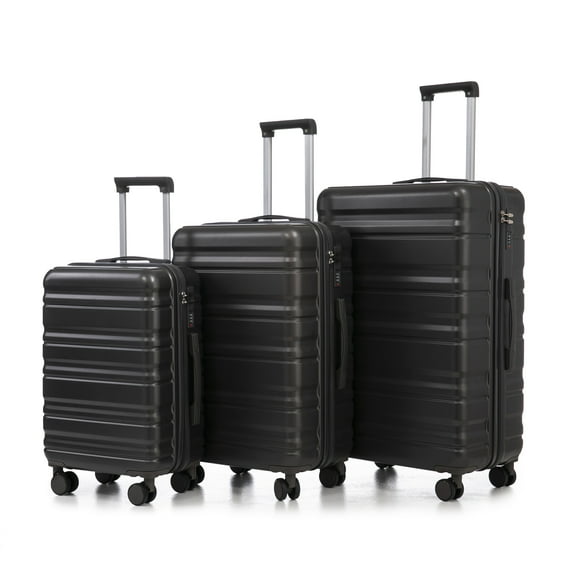 Hardside Luggage HIFINE TOURIST 20"/24"/28" 3 pcs/set in ABS Spinner Wheel Luggage, Carry on Suitcase, Matching Color, Combination Lock (Dark Gray),Hardside Suitcase