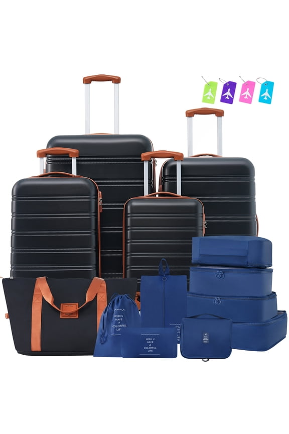 Hardside Luggage Hardshell Luggage Sets 4 pcs + Bag Spinner Suitcase with TSA Lock Lightweight-16"+20"+24"+28" Luggages,Hardside Carry On Luggage
