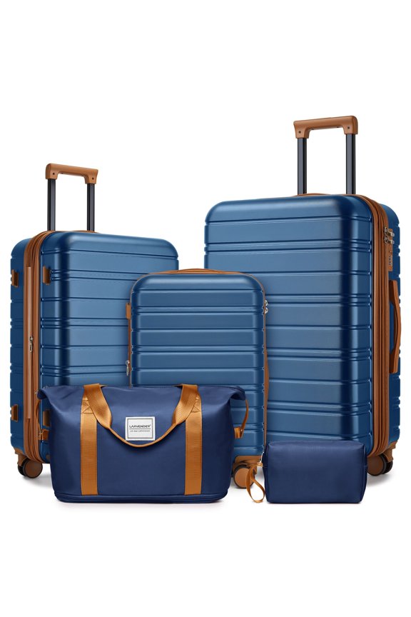 Hardside Luggage Luggage Sets 5 Piece with Duffel Bags, Hardside Expandable Suitcases with Spinner Wheels, Blue,Hardside Suitcase