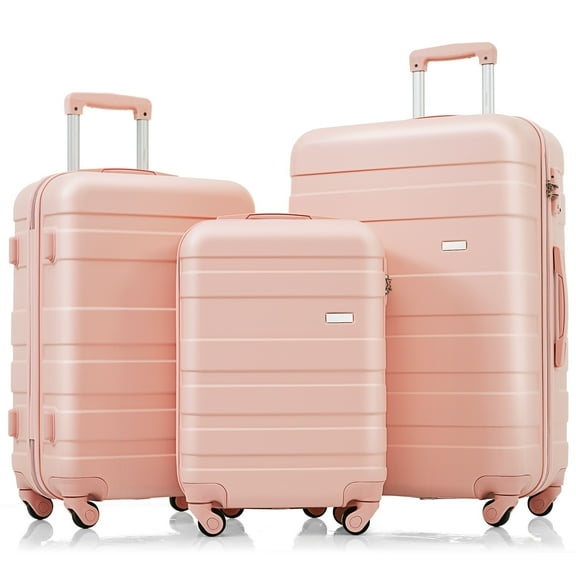 Hardside Luggage Luggage Sets New Model ABS Hardshell 3pcs Clearance Luggage Hardside Lightweight Durable Suitcase sets Spinner Wheels Suitcase with TSA Lock 20''24''28''( pink),Hardside Suitcase