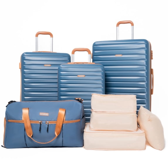 Hardside Luggage Sets 3 Piece, Hardshell Suitcase TSA Lock Spinner Wheel with Travel Duffle Bag and 4 Packing Cube.Blue