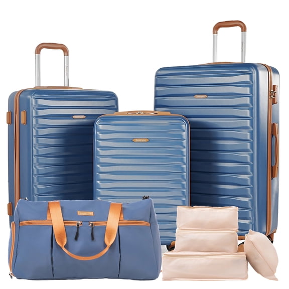 Hardside Luggage Sets 3 Piece, Hardshell Suitcase TSA Lock Spinner Wheel with Travel Duffle Bag and 4 Packing Cube.Blue