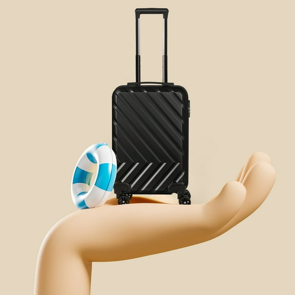 Hardside Luggage with Lock for Travel,Black,20 in