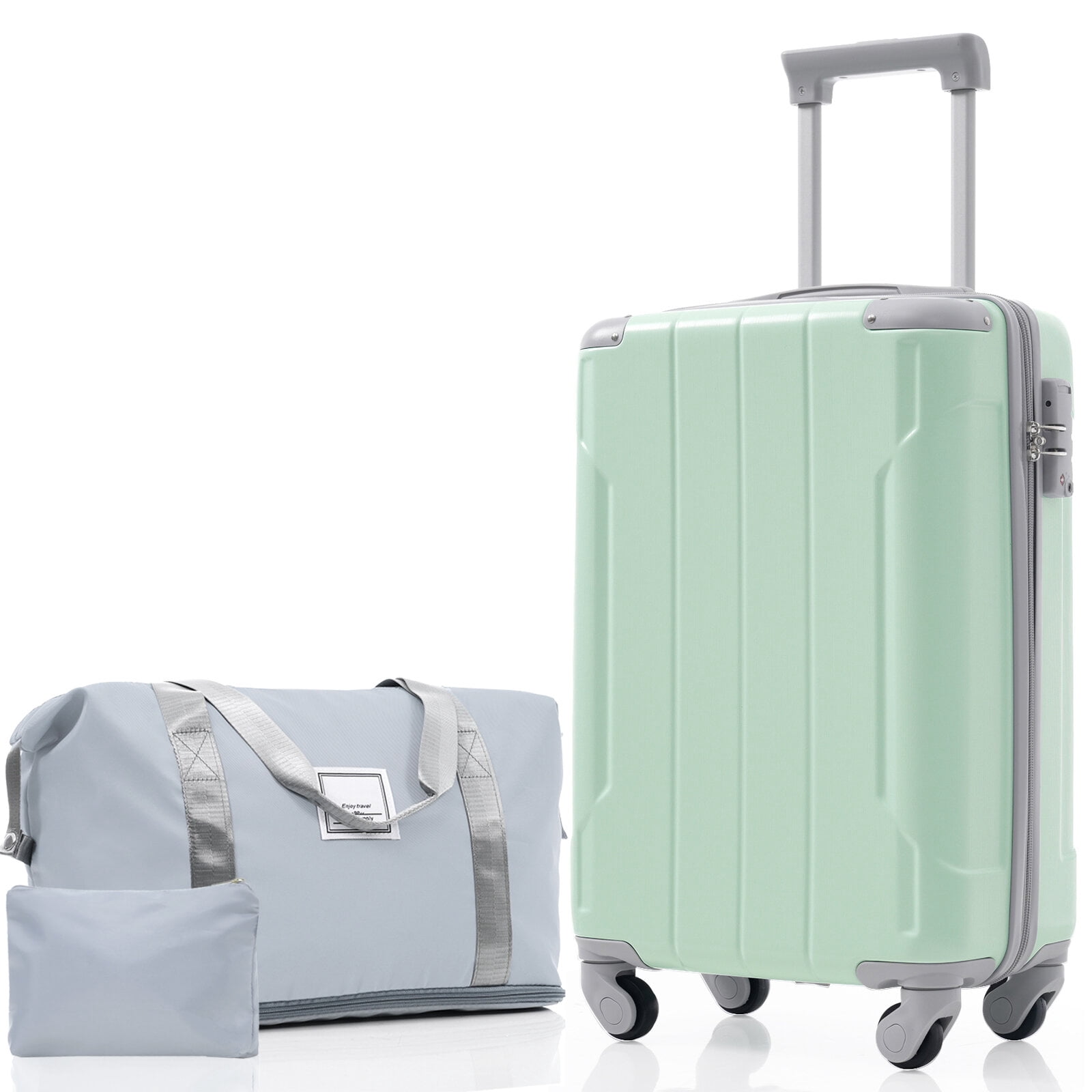 Hardside Suitcase, 20 Inch Carry On Luggage Set 3 Piece with Spinner Wheels, Lightweight Hardshell ABS Suitcase for Weedend Getaways, Business Travel, Soft Lime Hardside Luggage