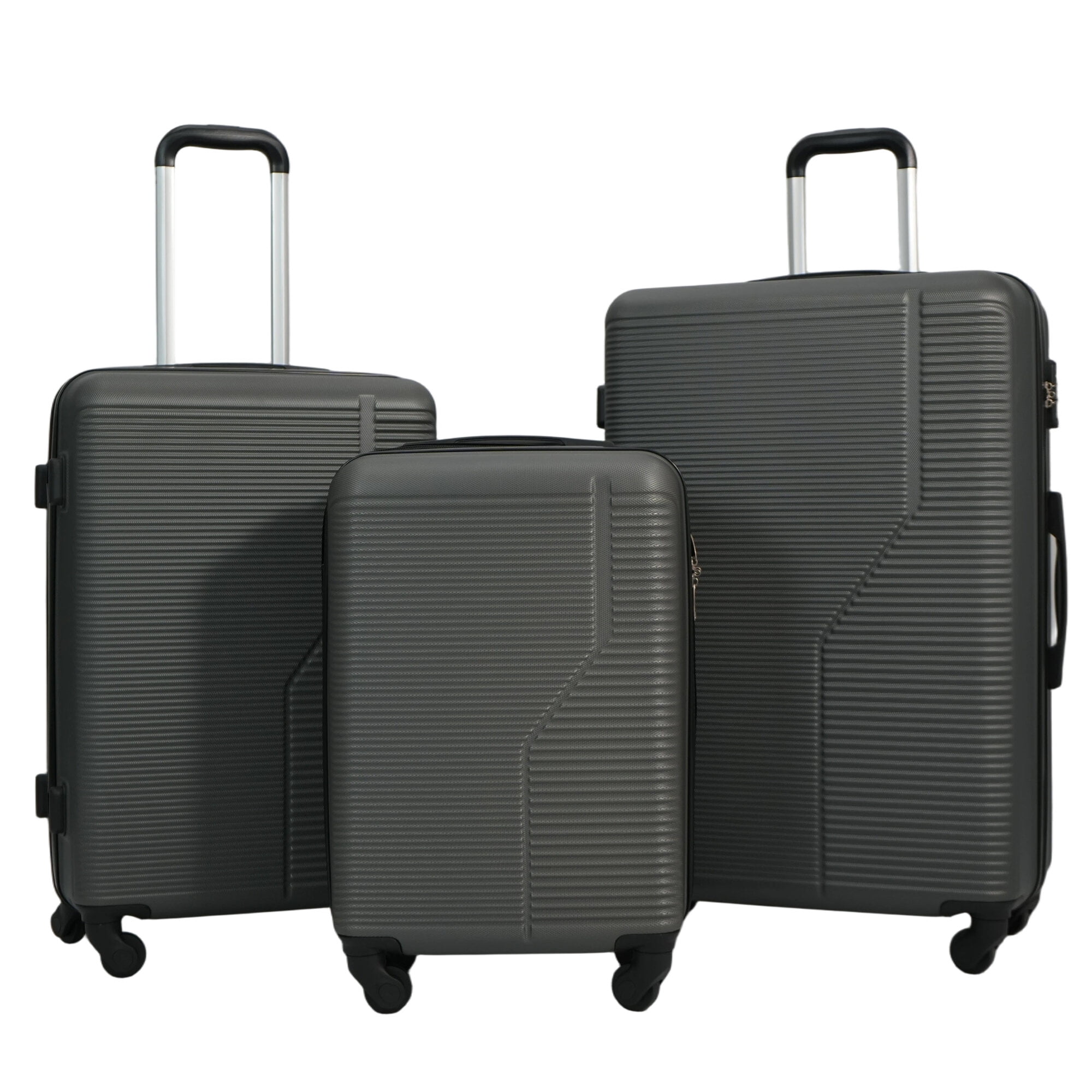 Hardside Suitcase, 3-Piece Luggage Set ABS Lightweight & Durable Suitcase with Spinner Wheels, TSA Lock, (20/24/28), Dark Grey, Dark Grey Hardside Luggage,Abs Hardside Checked Luggage