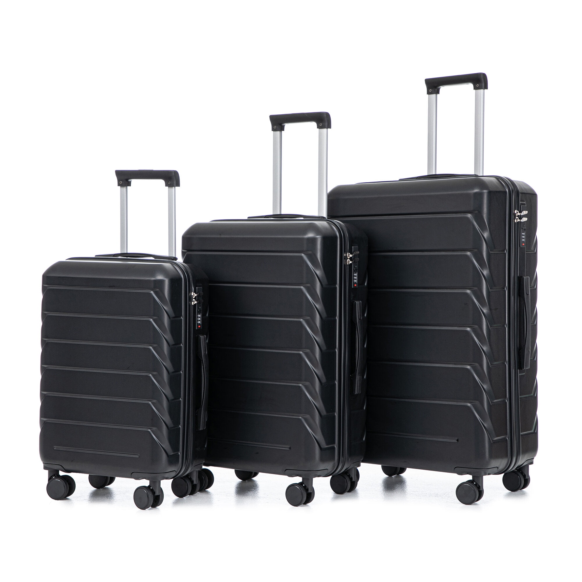 Hardside Suitcase, HIFINE TOURIST 20"/24"/28" 3 pcs/set in ABS Spinner Wheel Luggage, Matching Color , With Combination Lock (Black), Black Hardside Luggage,Abs Hardside Checked Luggage