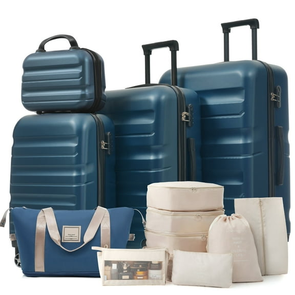 Hardside Suitcase, Hardshell ABS Luggage Set - Lightweight & Durable Suitcases with Dual Spinner Wheels, Carry-On & Check-In Sizes for Travel & Business, Inky Blue Hardside Luggage