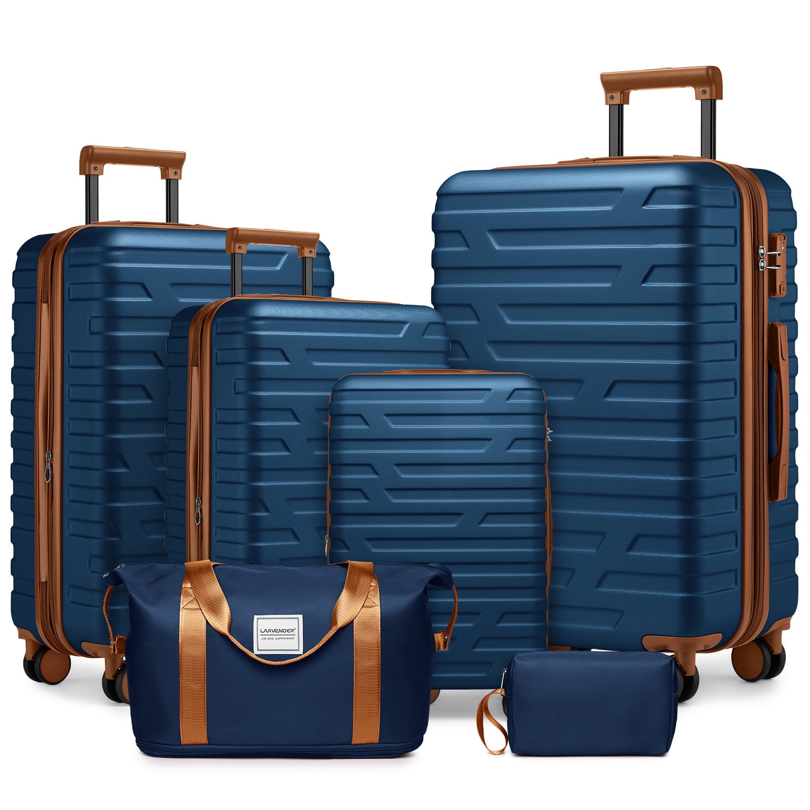 Hardside Suitcase, Luggage Sets 6 Pieces with Duffel Bags Hardside Expandable Suitcases with Spinner Wheels Navy Blue, Navy Blue Hardside Luggage,Abs Hardside Checked Luggage