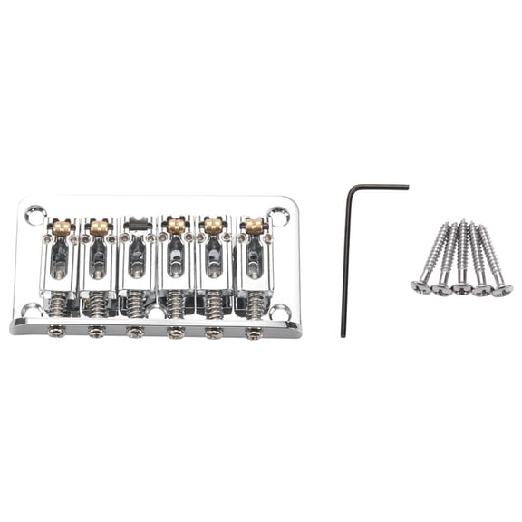 Hardtail Guitar Bridge Body Through for 6 String Electric Parts Silver