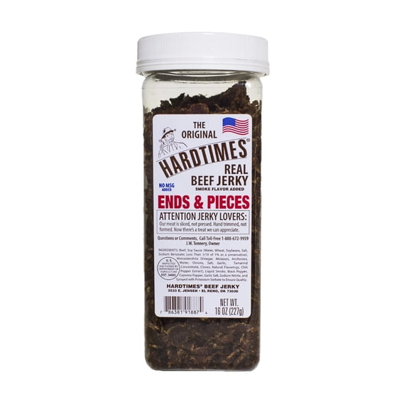 Hardtimes Handcrafted Beef Jerky Ends and Pieces - Original Flavor - 16 oz. Jar