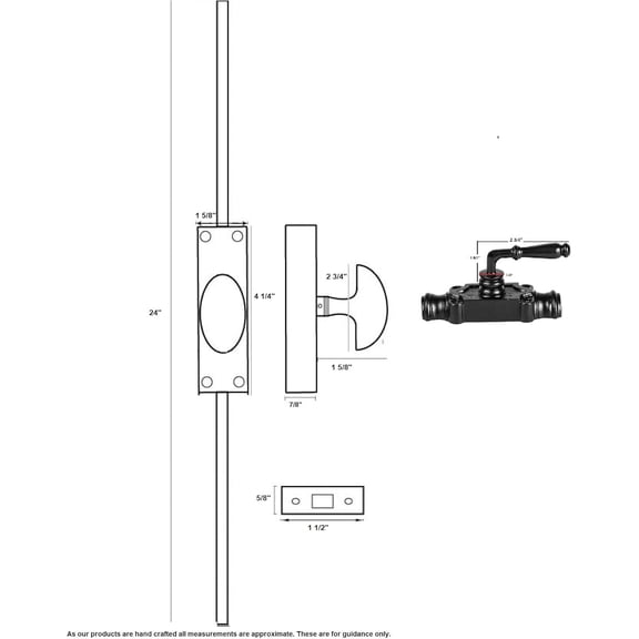 Hardware 2 Feet Lever Style Iron Cremone Bolt for Cabinets, Black Powder Coat Finish, Available Only in Right Hand Configuration