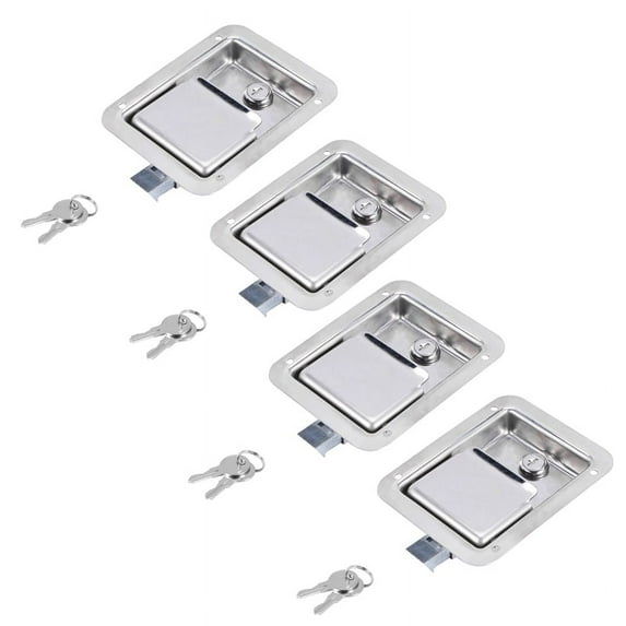 Hardware 4 Pack Stainless Steel Paddle Latch with Lock & Key - Single Point Handle for Door Trailer RV