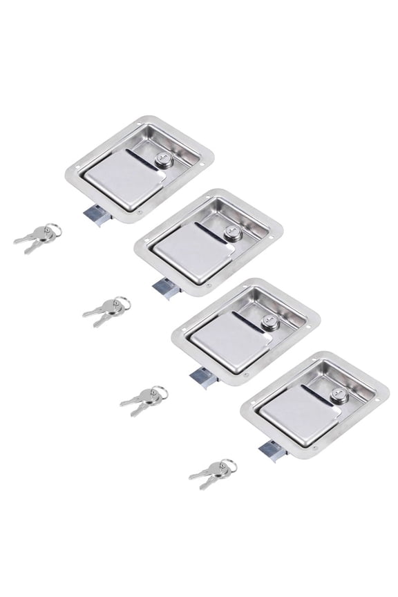 Hardware 4 Pack Stainless Steel Paddle Latch with Lock & Key - Single Point Handle for Door Trailer RV
