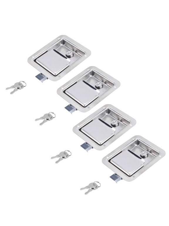 Hardware 4 Pack Stainless Steel Paddle Latch with Lock & Key - Single Point Handle for Door Trailer RV