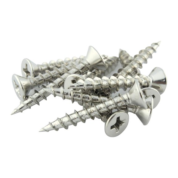 Hardware #7 x 1 Deep/Coarse Thread Phillips Flat Head Screws Nickel Plated, 100 Pack