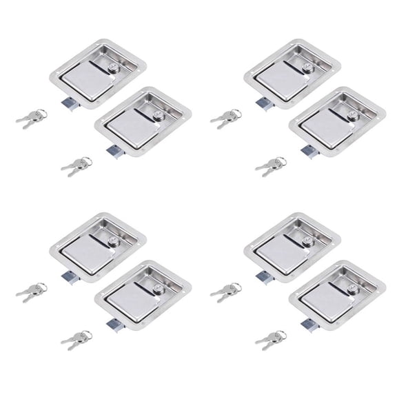 Hardware 8 Pack Stainless Steel Paddle Latch with Lock & Key - Flush Single Point Handle for Door Trailer RV