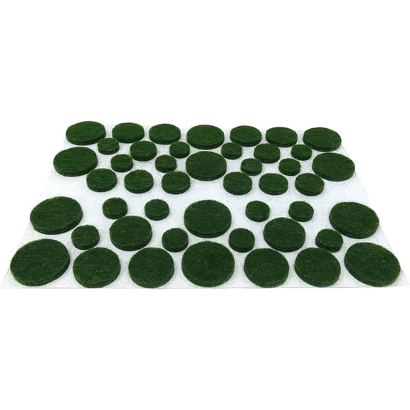 Hardware 9423 Self-Adhesive Felt Surface Protection Pads, Assorted Sizes, 46-Count, Green