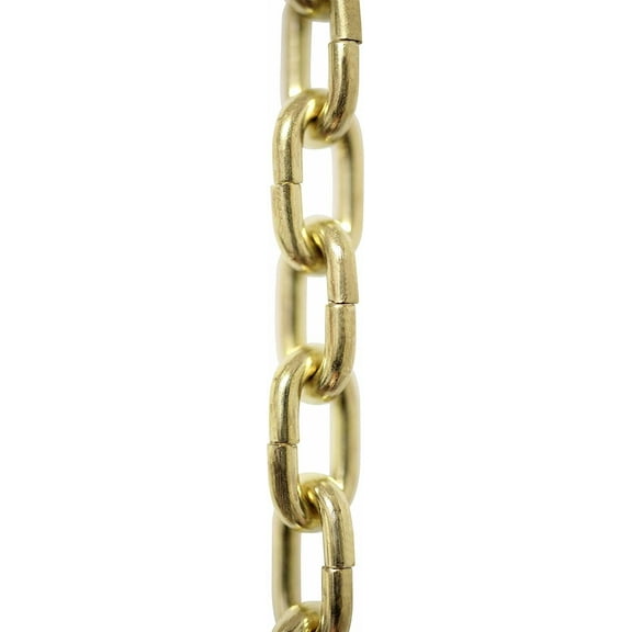 Hardware CH-S53-14-PB-3 | 12 Gauge Decorative Solid Steel Standard Fixture Chain | 3 Foot Increments |Polished Brass Finish