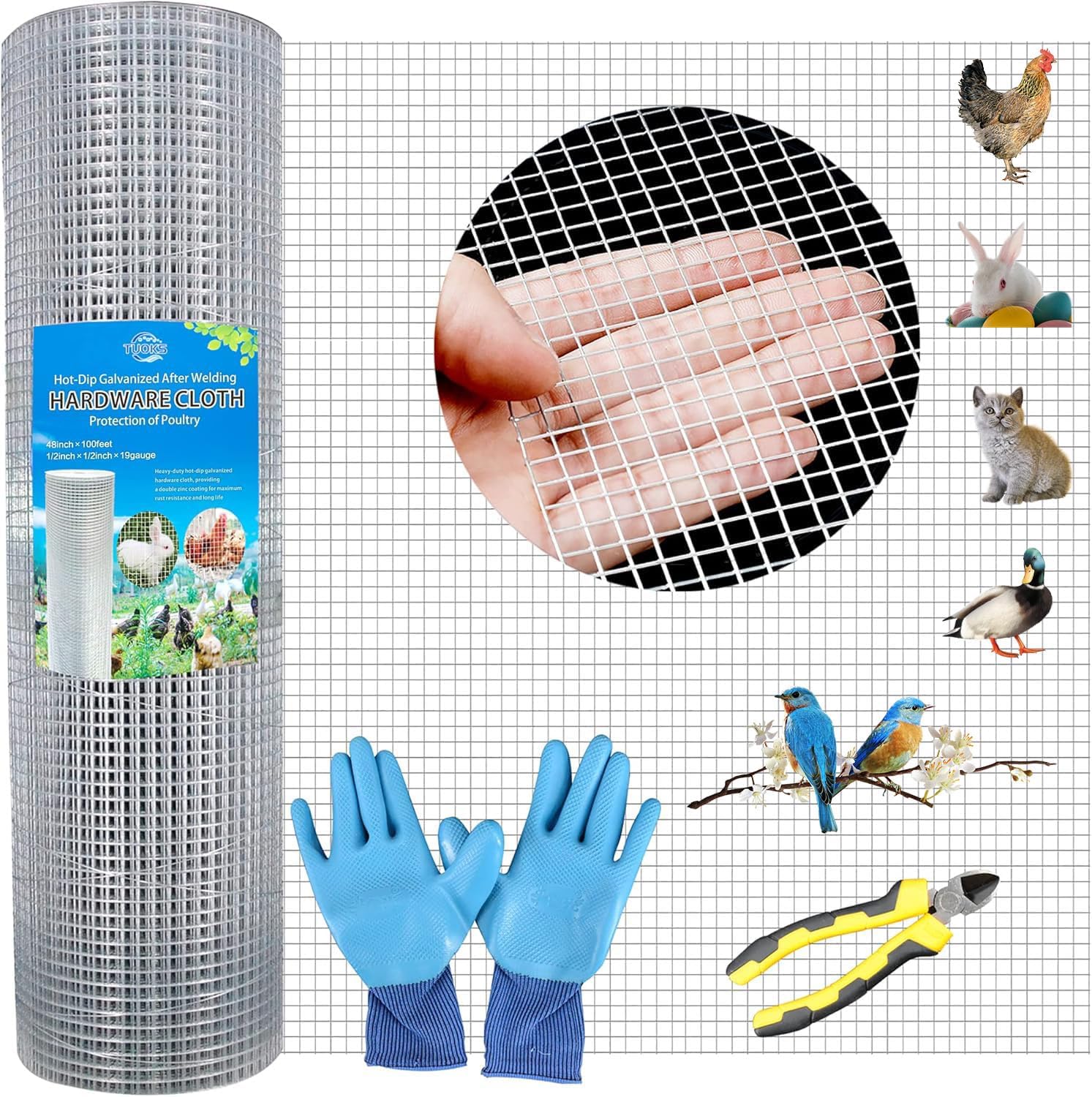 Hardware Cloth 1/2 Inch 48in x 100ft 19Gauge Hot-dip Galvanized Wire ...