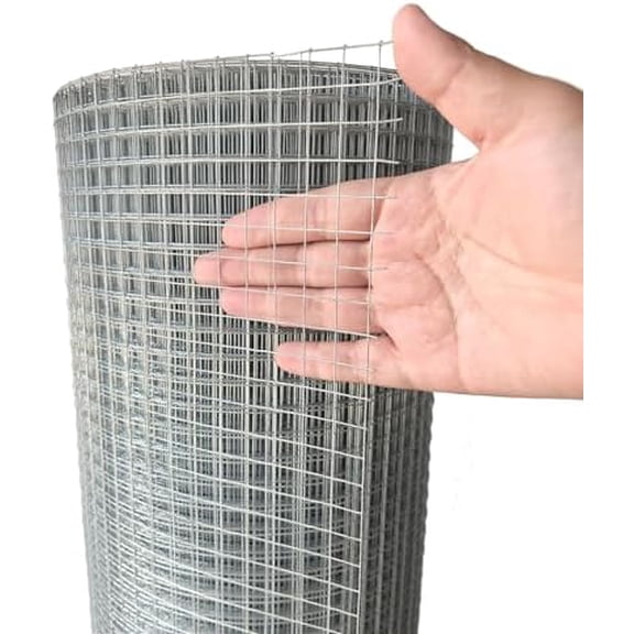 Hardware Cloth 1/2 inch 16in X 10ft Galvanized Welded Wire Mesh Roll, 19 Gauge Chicken Wire Fence, Snake Gopher Barrier Garden Fencing Cage Netting
