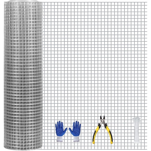 Hardware Cloth 1/2 inch 16inx30ft 21GA, Hot-dip Galvanized After Welding Chicken Wire Fencing, Poultry Farming, Garden Fence,DIY Production, Tree Protection, Groundhog-Proof, Rabbit Wire.