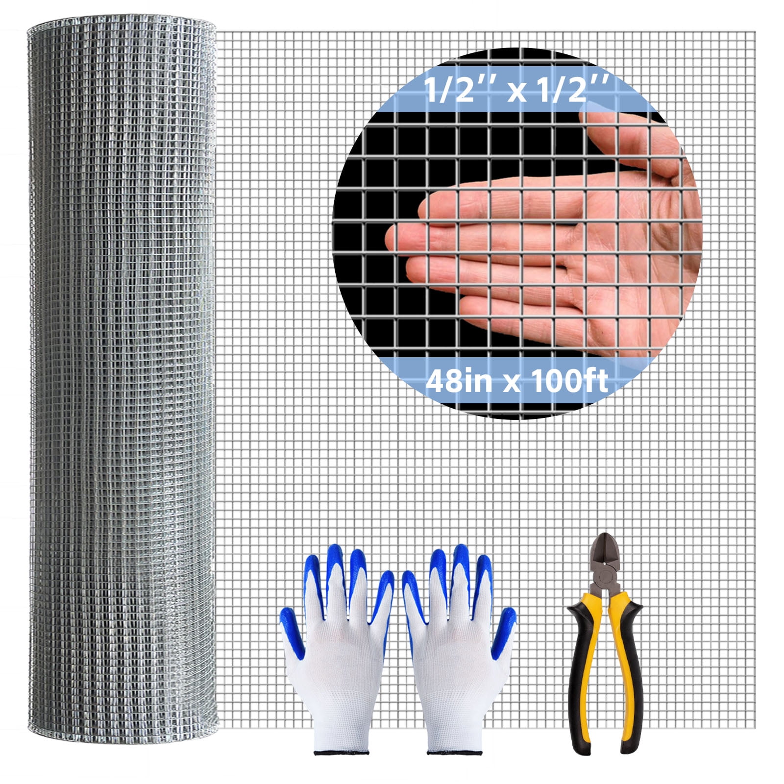 Hardware Cloth 1/2inch 48×100ft 19GA,Hot Dip Galvanized After Welding,Chicken Wire Fence Gopher