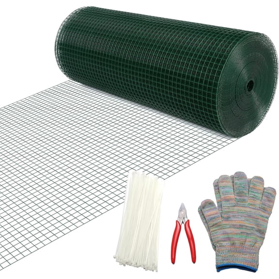 Hardware Cloth 1/2inx24x100ft,Chicken Wire Fencing,Welded Wire Mesh, Vinyl PVC Coated Mesh,Coop Garden Plant for Rabbit,Snake,Rodent,Foxes,Raccoons Poultry Netting Cage Farm Protection