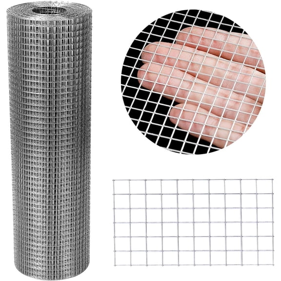 Hardware Cloth 12'' x 10' 1/4 in Galvanized Wire Mesh Roll (23 GA) Chicken Wire Fence Roll for Chicken Pen/coop Fences, Screen mesh, Rabbit/Snake Fences, Poultry enclosures, Handicraft Ma