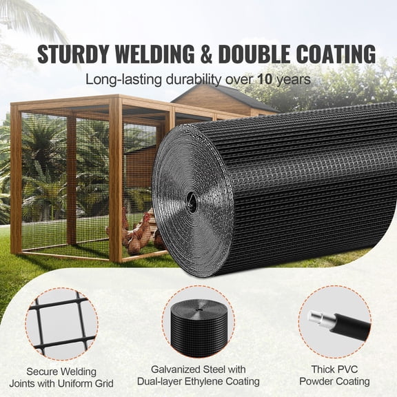 Hardware Cloth, 24'' x 100' Galvanized Wire Mesh Roll, 19 Gauge Chicken Wire Fence Roll, Vinyl Coating Metal Wire Mesh for Chicken Coop Barrier, Rabbi