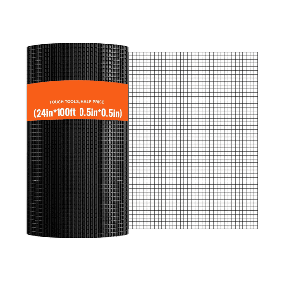 Hardware Cloth 24''x100' - Galvanized Wire Mesh, 19 Gauge Chicken Wire Roll, Vinyl Coated Fence for Chicken Coop, Rabbit Barrier, Poultry Enclosures & Garden Protection