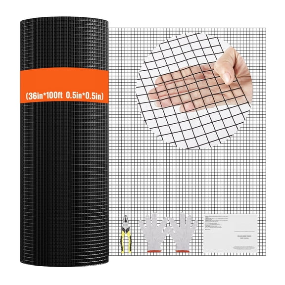 Hardware Cloth,36"x100' Galvanized Wire Mesh Roll,19 Gauge Chicken Wire Fence Roll,Vinyl Coating Metal Wire Mesh for Chicken Coop Barrier,Rabbit Snake Fences,Poultry Enclosures